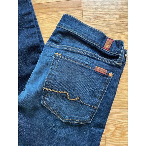 7 For all Mankind Austyn Jeans Straight Leg Dark Blue Size 31 JL - Picture 2 of 11